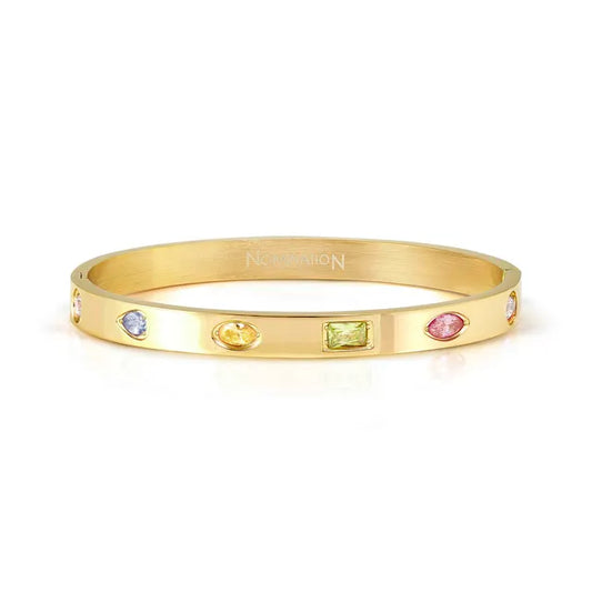 Pretty Bangle Satinshine with Multicoloured Cubic Zirconia