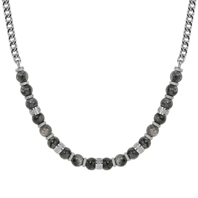 Manvision Stones Necklace with Steel Chain