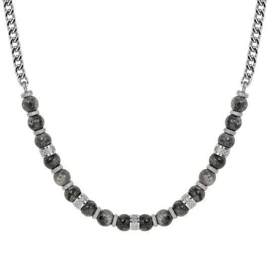Manvision Stones Necklace with Steel Chain