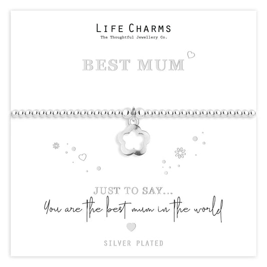 Just To Say Best Mum Flower Charm Bracelet
