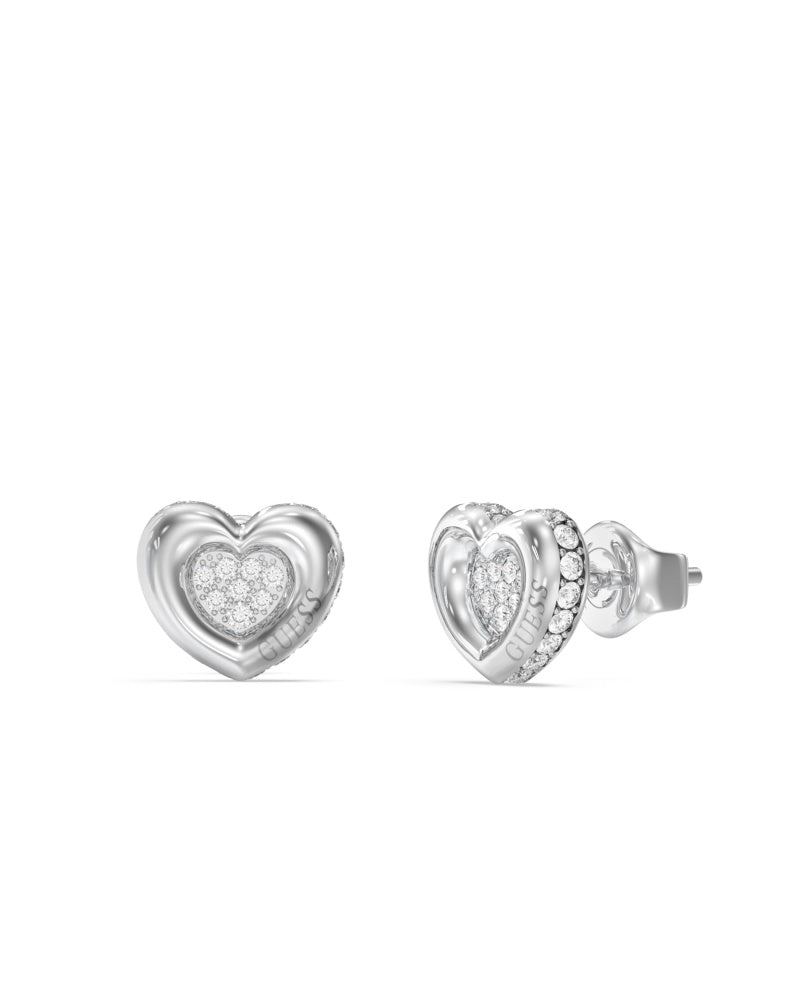 Guess L.O.V.E. 10mm Heart Pave Studs