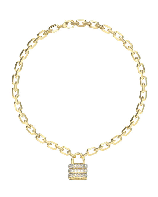 Guess Womens Guess My Secret 16-18" Pave Padlock Necklace