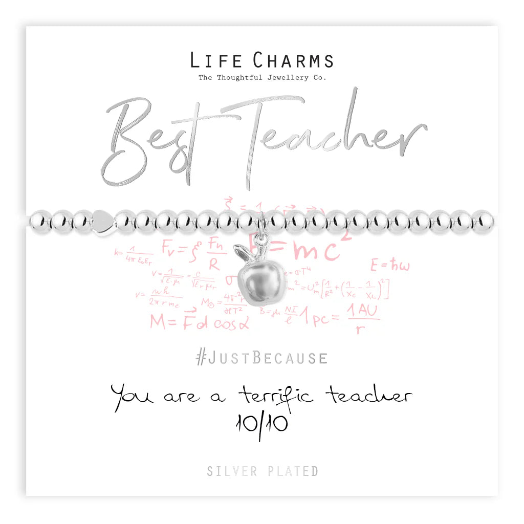 Silver Best Teacher Life Charms Bracelet