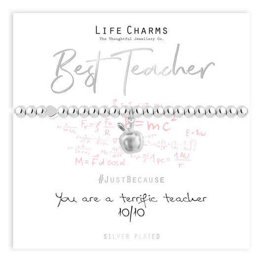 Silver Best Teacher Life Charms Bracelet