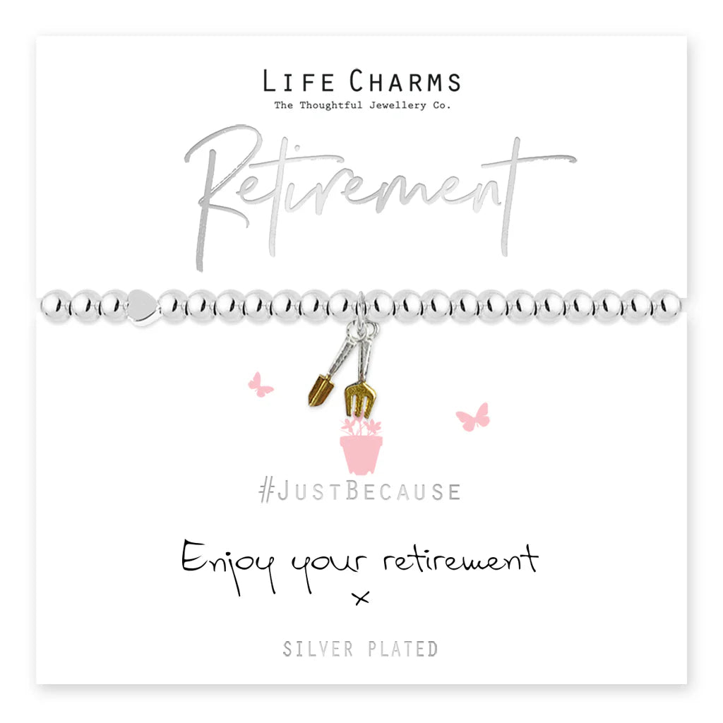 Silver Retirement Life Charms Bracelet