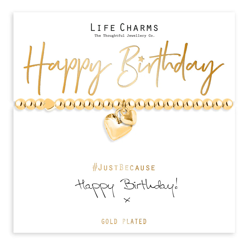Happy Birthday Gold Life Charms Bracelet