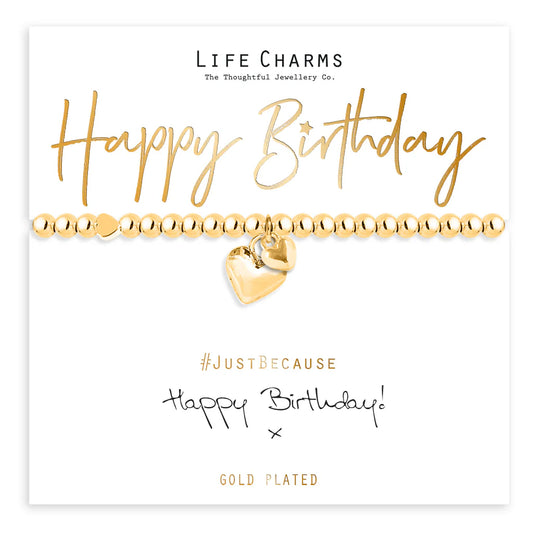 Happy Birthday Gold Life Charms Bracelet