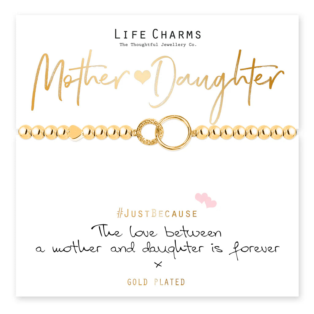Mother & Daughter Gold Life Charms Bracelet