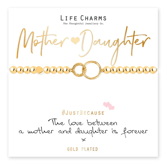 Mother & Daughter Gold Life Charms Bracelet