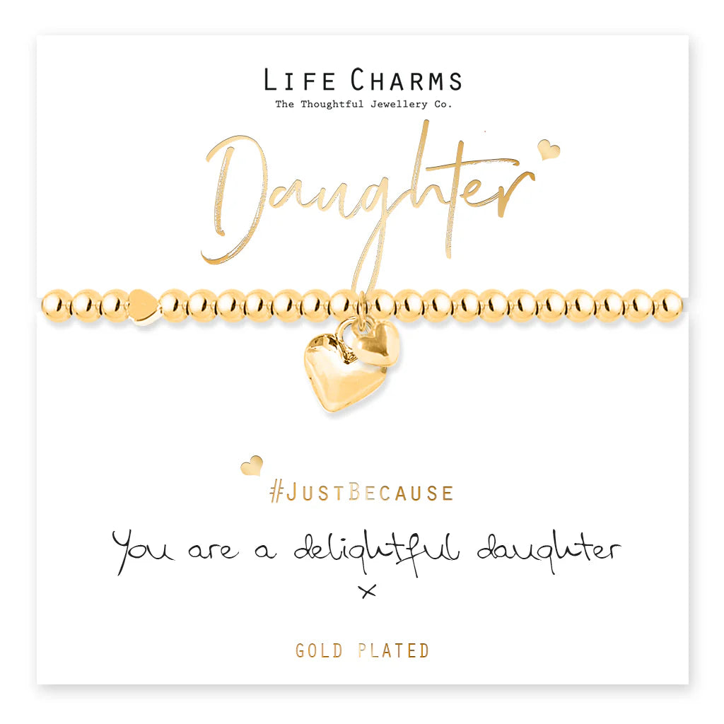 Daughter Gold Heart Life Charms Bracelet