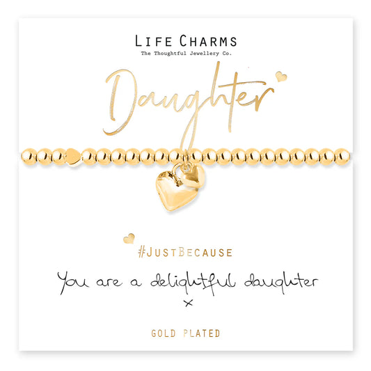 Daughter Gold Heart Life Charms Bracelet