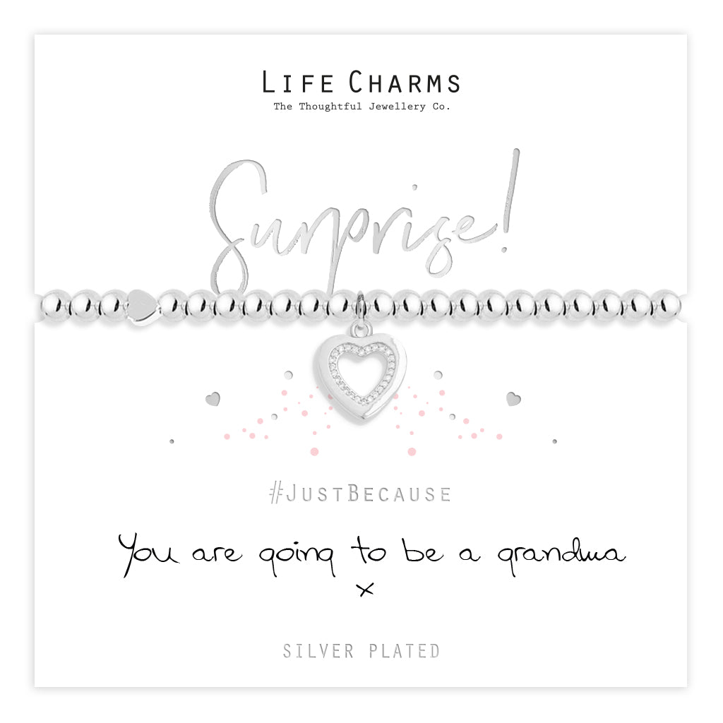 You Are Going To Be A Grandma Heart Charm Bracelet