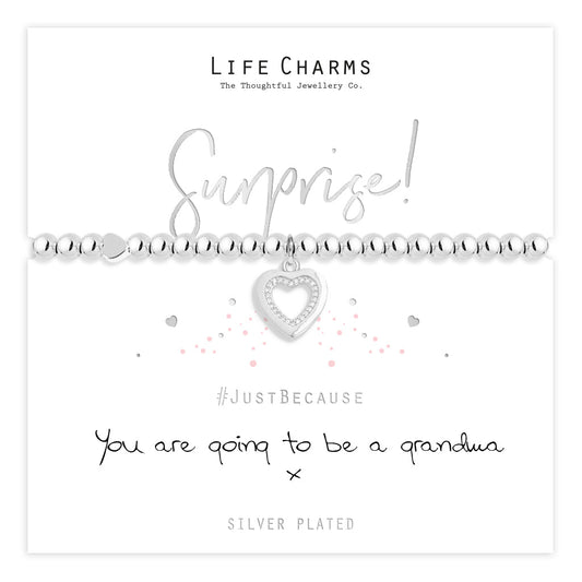 You Are Going To Be A Grandma Heart Charm Bracelet