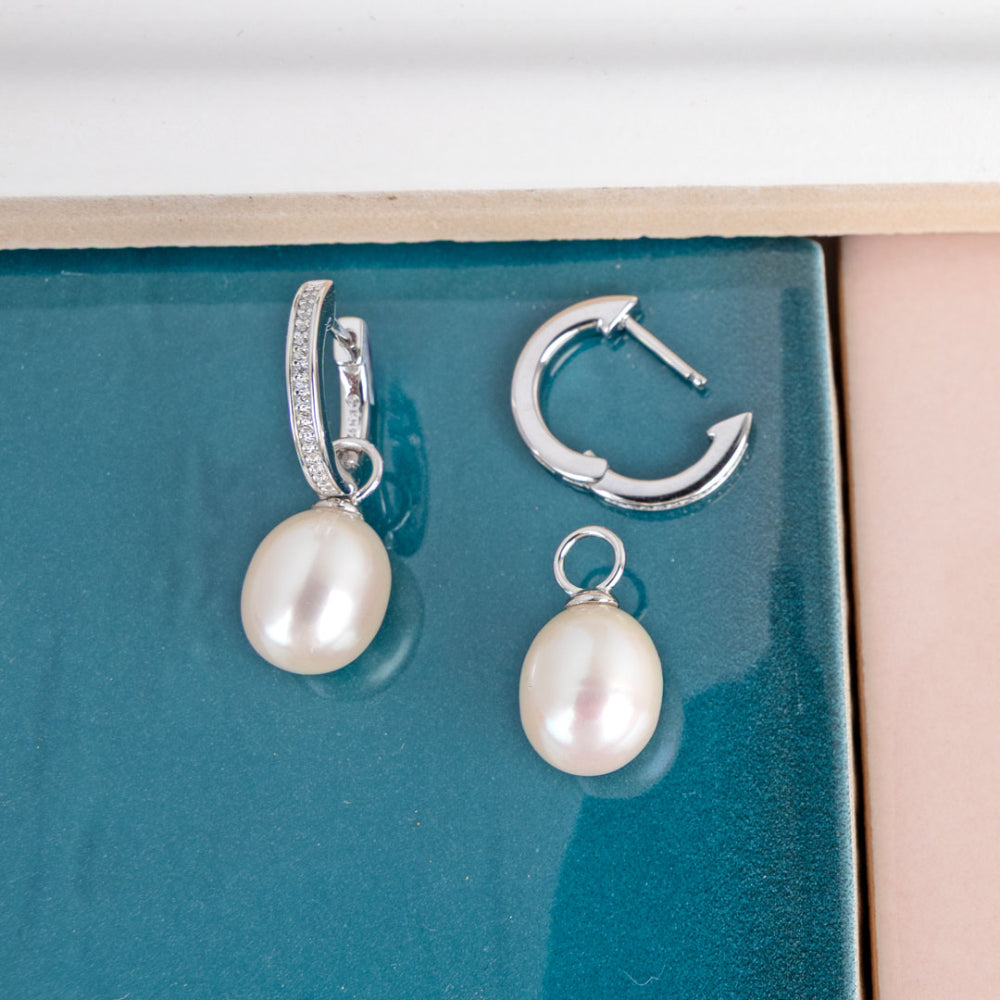 Revival Classic Pearl Glitz Hoop Earrings