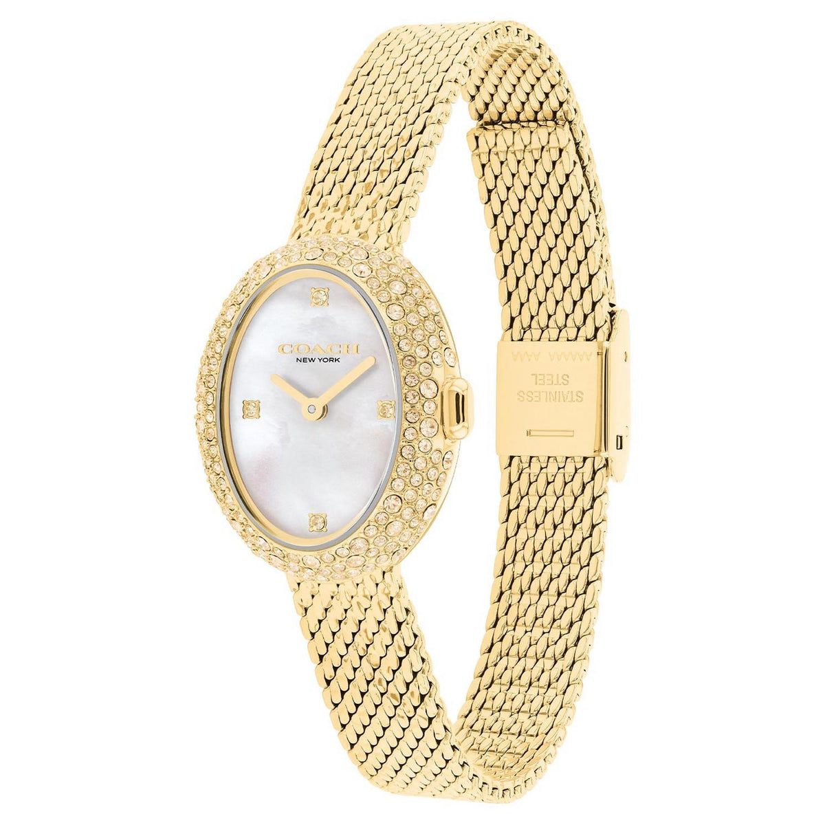 Coach Sammy Yellow Gold PVD Mother of Pearl Ladies Watch