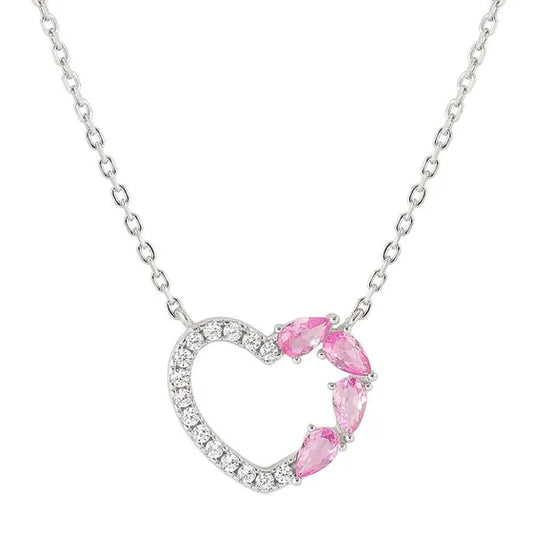 Shine Me Up Necklace in 925 Silver and Cubic Zirconia White/Pink Heart