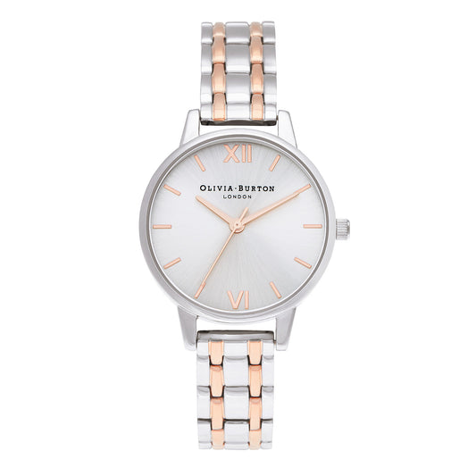 The England 30mm Silver & Carnation Gold Bracelet Watch