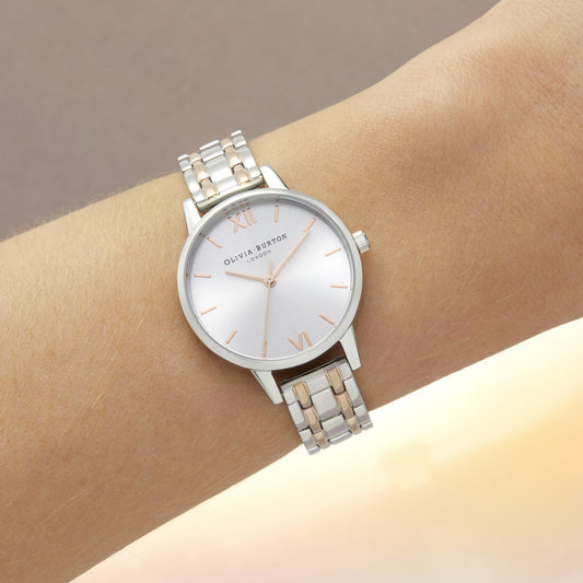 The England 30mm Silver & Carnation Gold Bracelet Watch