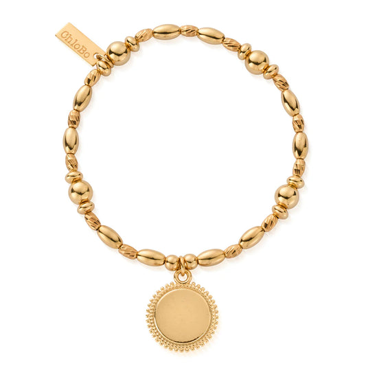 EX-DISPLAY 18ct Gold Plated Multi Rice Moon Coin 18cm Bracelet