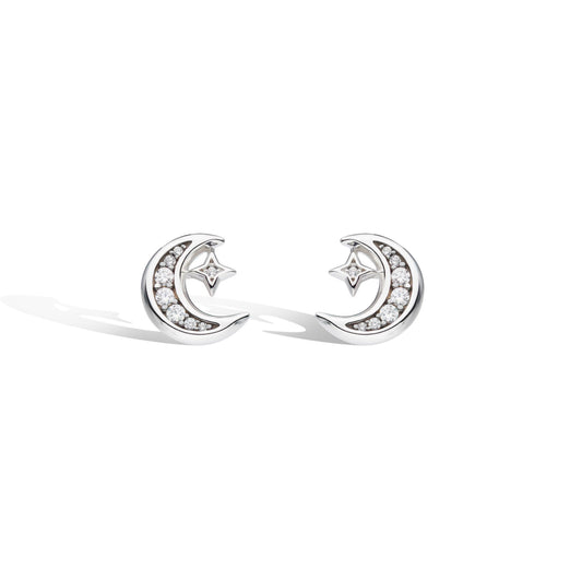 Céleste Small Crescent Moon Stud Earrings