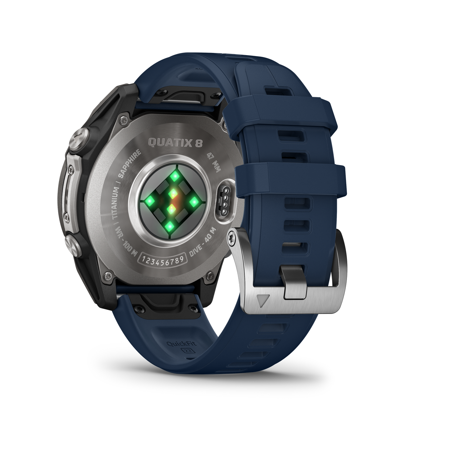 Garmin Quatix 8 47mm AMOLED Sapphire Titanium Blue Silicone Band