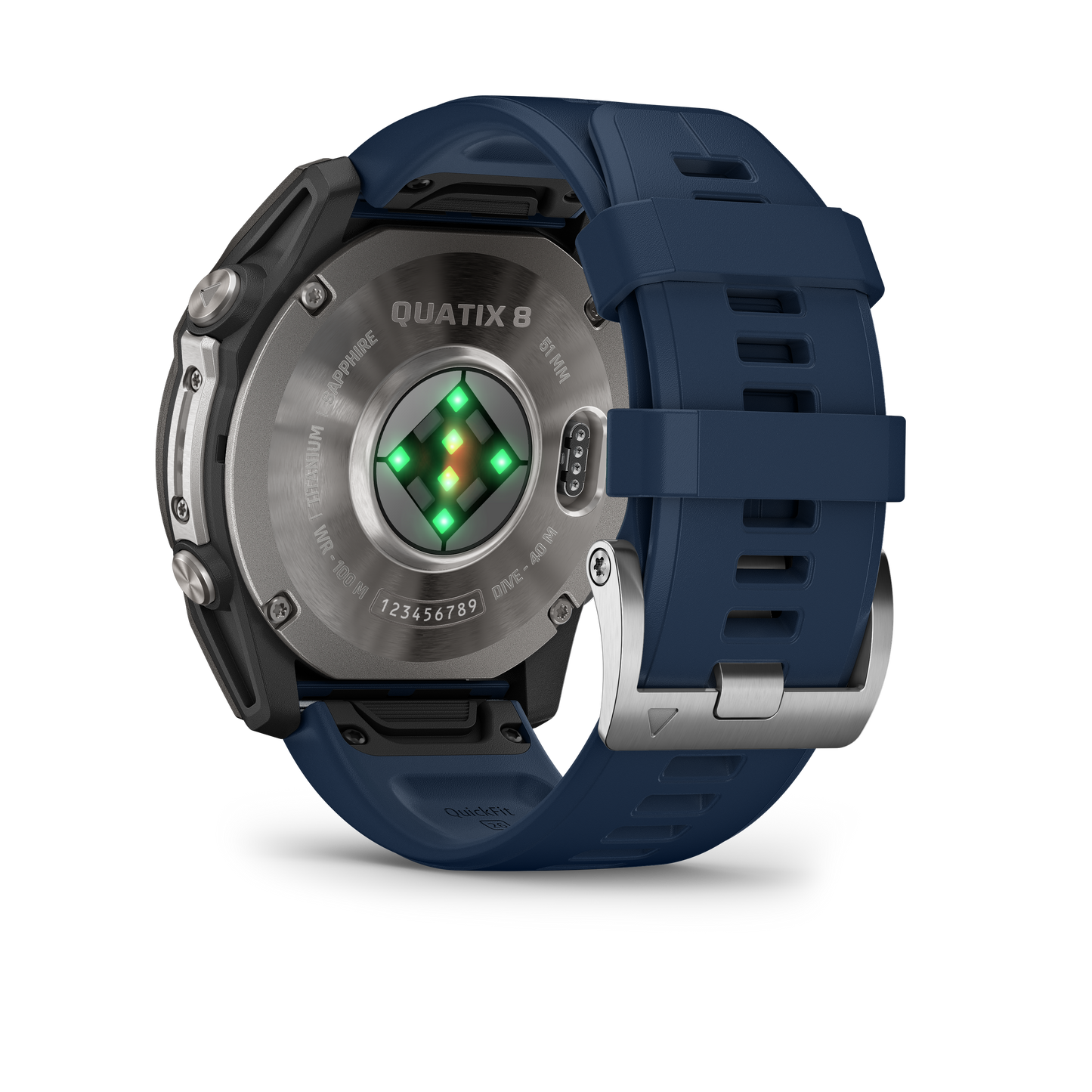 Garmin Quatix 8 51mm AMOLED Sapphire Titanium Blue Silicone Band