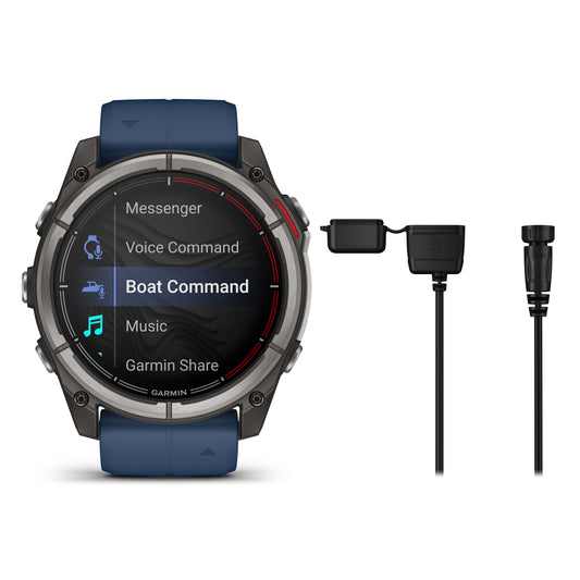 Garmin Quatix 8 51mm AMOLED Sapphire Titanium Blue Silicone Band
