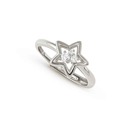 Dream Beats Sterling Silver Ring with Zirconia Star
