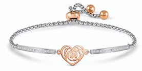 Milleluci bracelet, ed. Refined in steel and cubic zirconia Rose Gold Heart Pattern