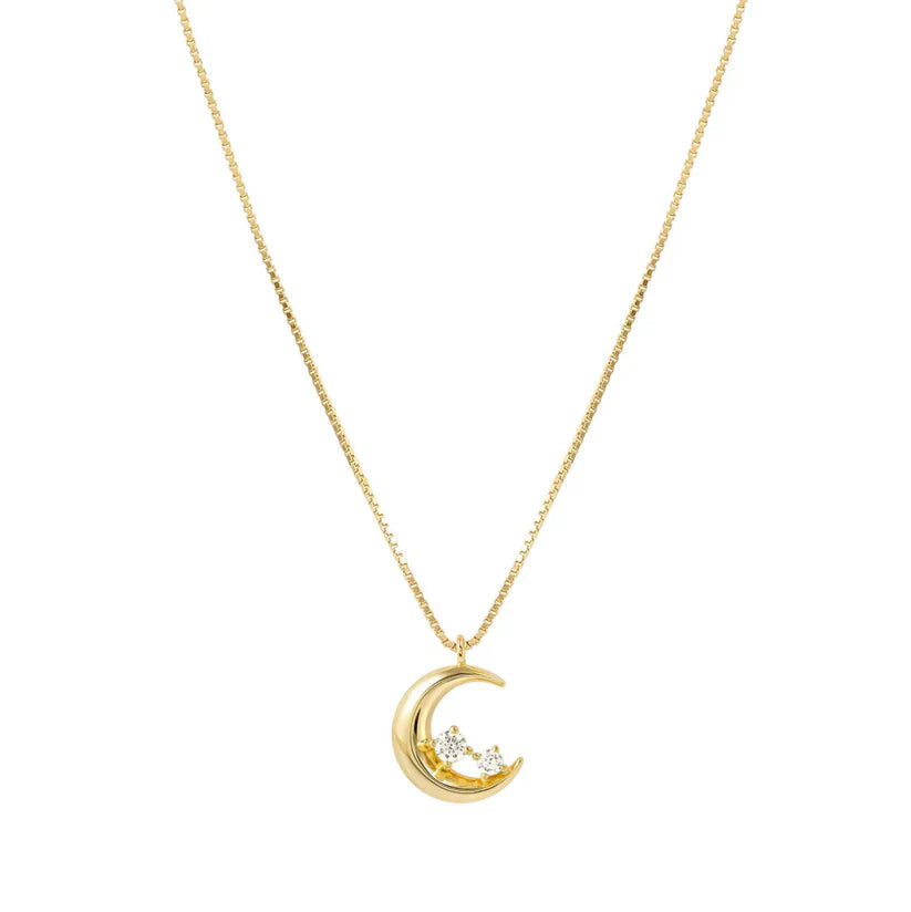 Dream Beats Necklace with Zirconia Gold Moon