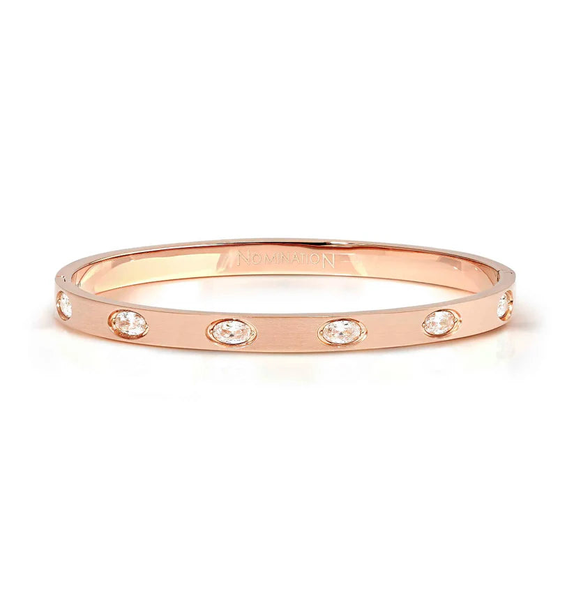 Pretty White Rose Bangle with Oval Cubic Zirconia