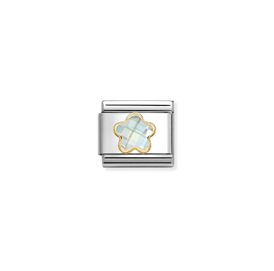 Composable Classic Faceted White Flower Charm