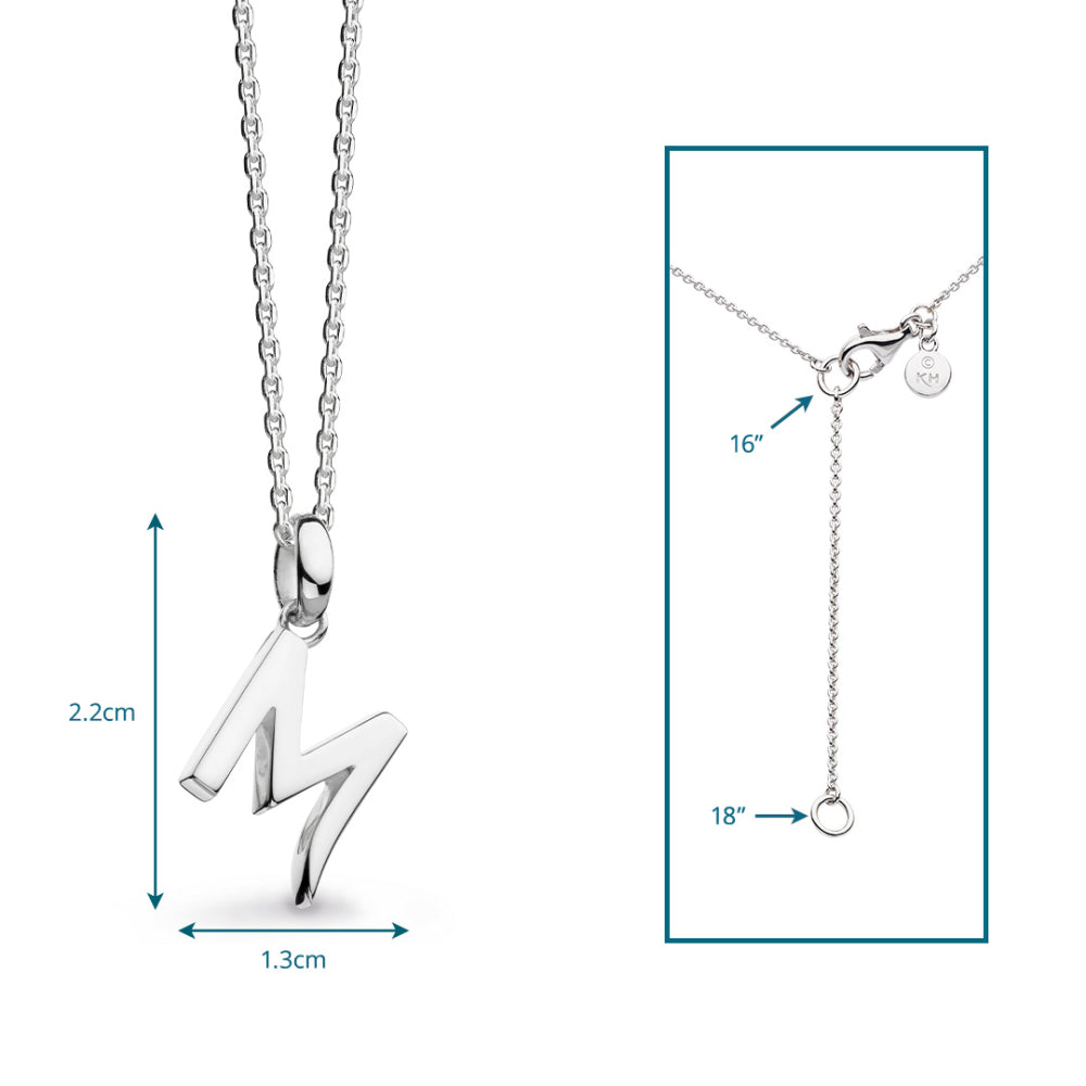 Sterling Silver Capital M Initial Necklace