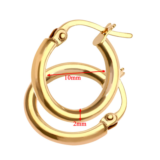 Yellow Gold 10mm Hoop Earrings