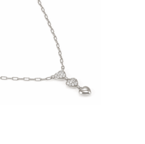 Silver pendant pave cz hearts