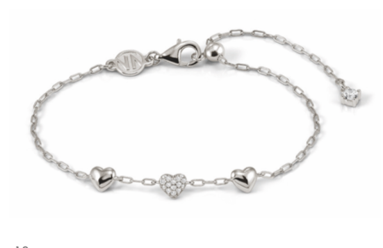 Silver bracelet / Pave CZ Heart