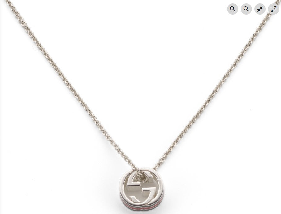 Gucci Web Necklace 50cm in Sterling Silver Red and Green Enamel