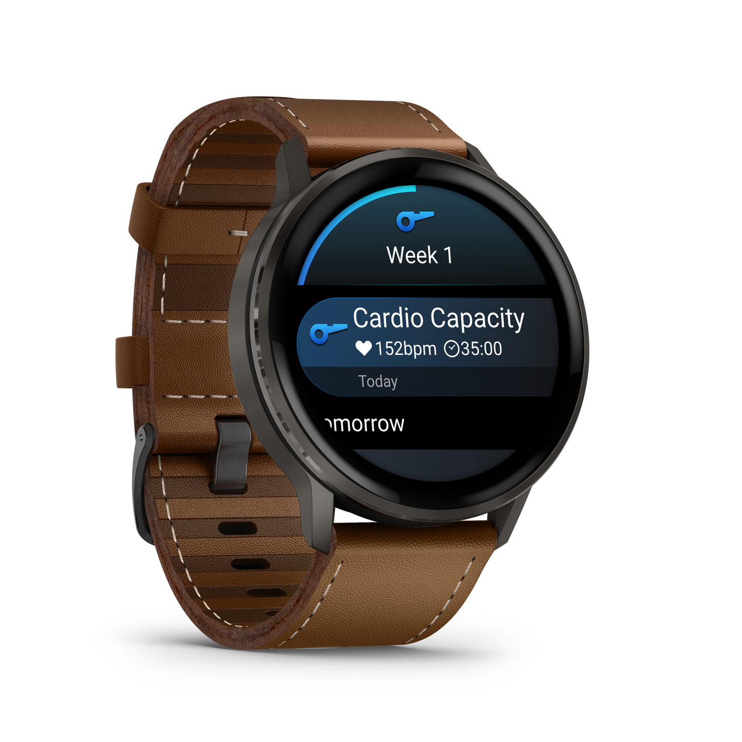 Garmin Venu 4 45mm Slate with Black Silicone Band and Brown Leather Band