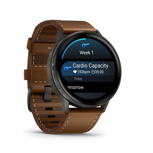 Garmin Venu 4 45mm Slate with Black Silicone Band and Brown Leather Band