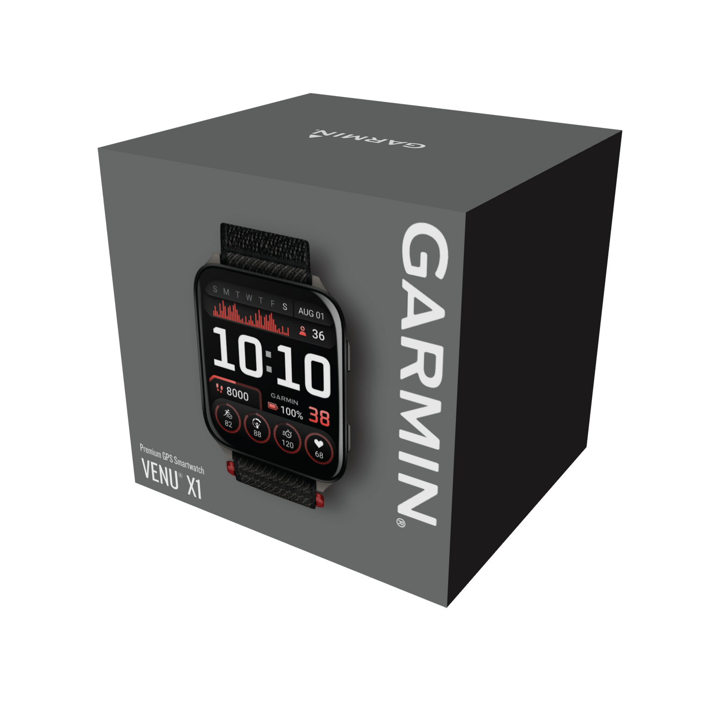 Garmin Venu X1 Black with Slate Titanium Caseback and Black ComfortFit Nylon Band