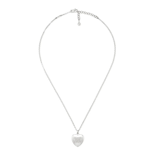 Silver Blind For Love GUCCI Heart Pendant Necklace
