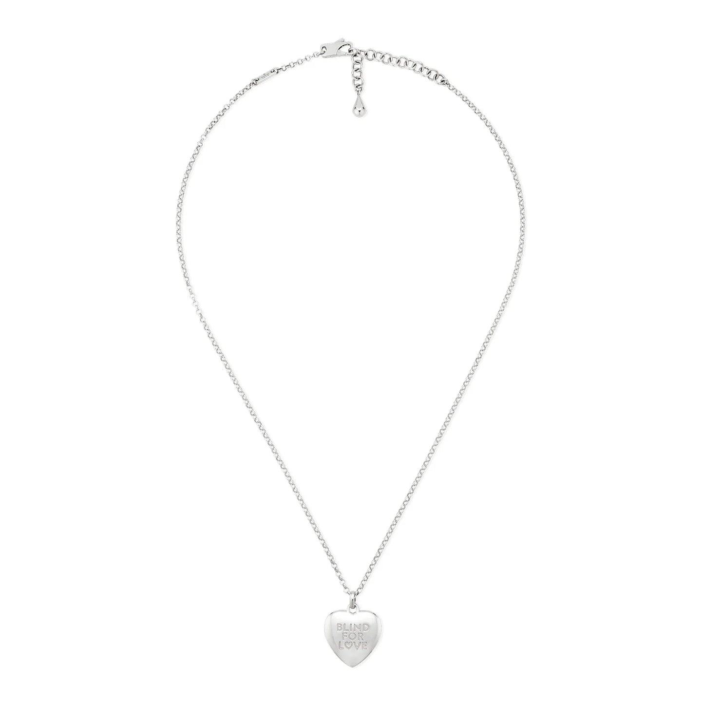 Silver Blind For Love GUCCI Heart Pendant Necklace