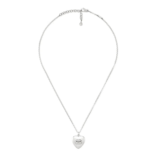 Silver Blind For Love GUCCI Heart Pendant Necklace