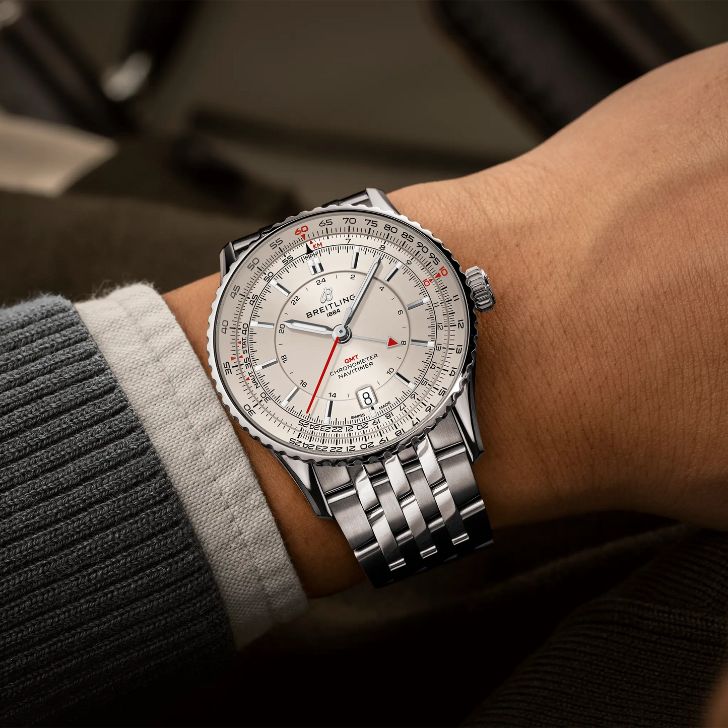 NAVITIMER AUTOMATIC GMT 41 | 41mm Steel Case White Dial