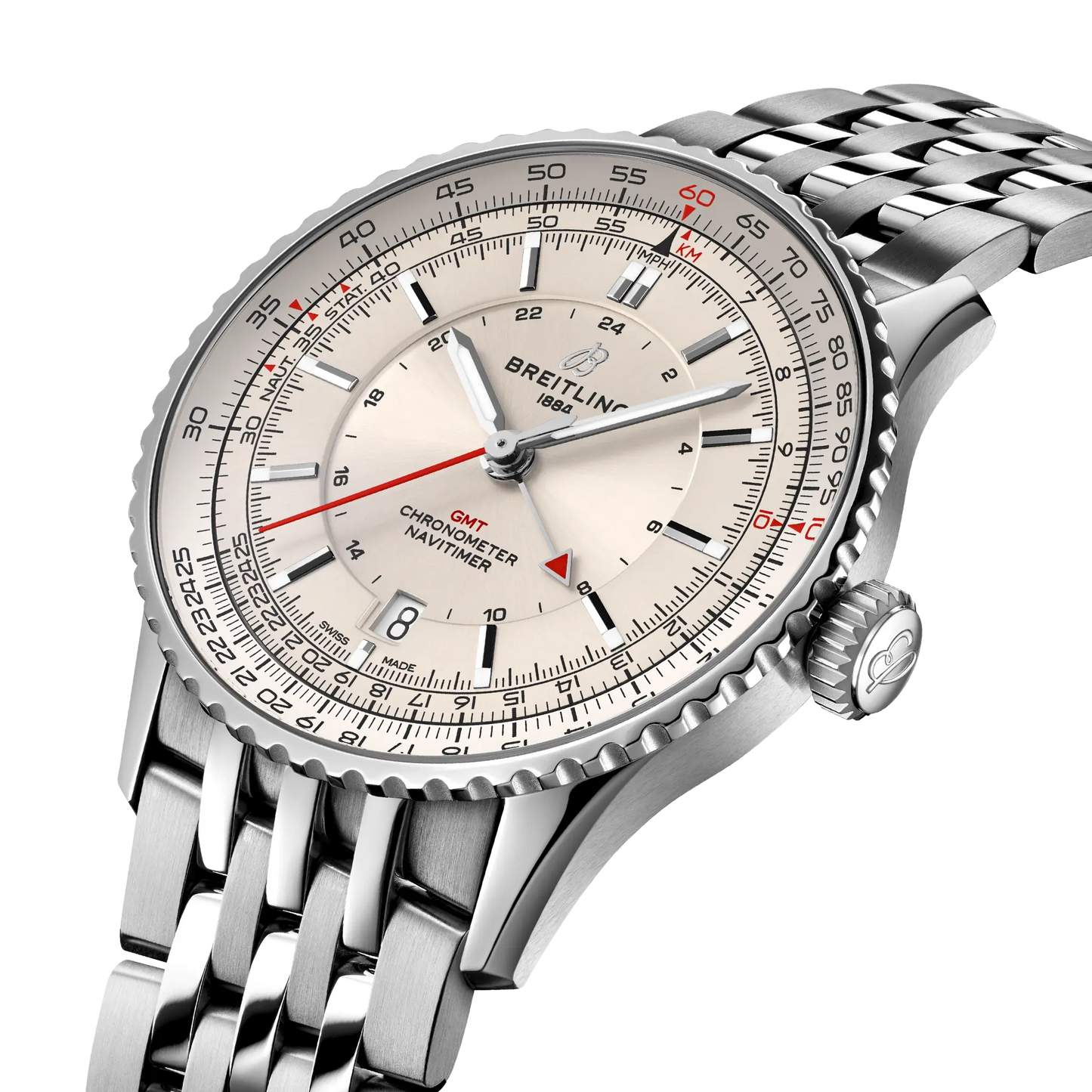 NAVITIMER AUTOMATIC GMT 41 | 41mm Steel Case White Dial