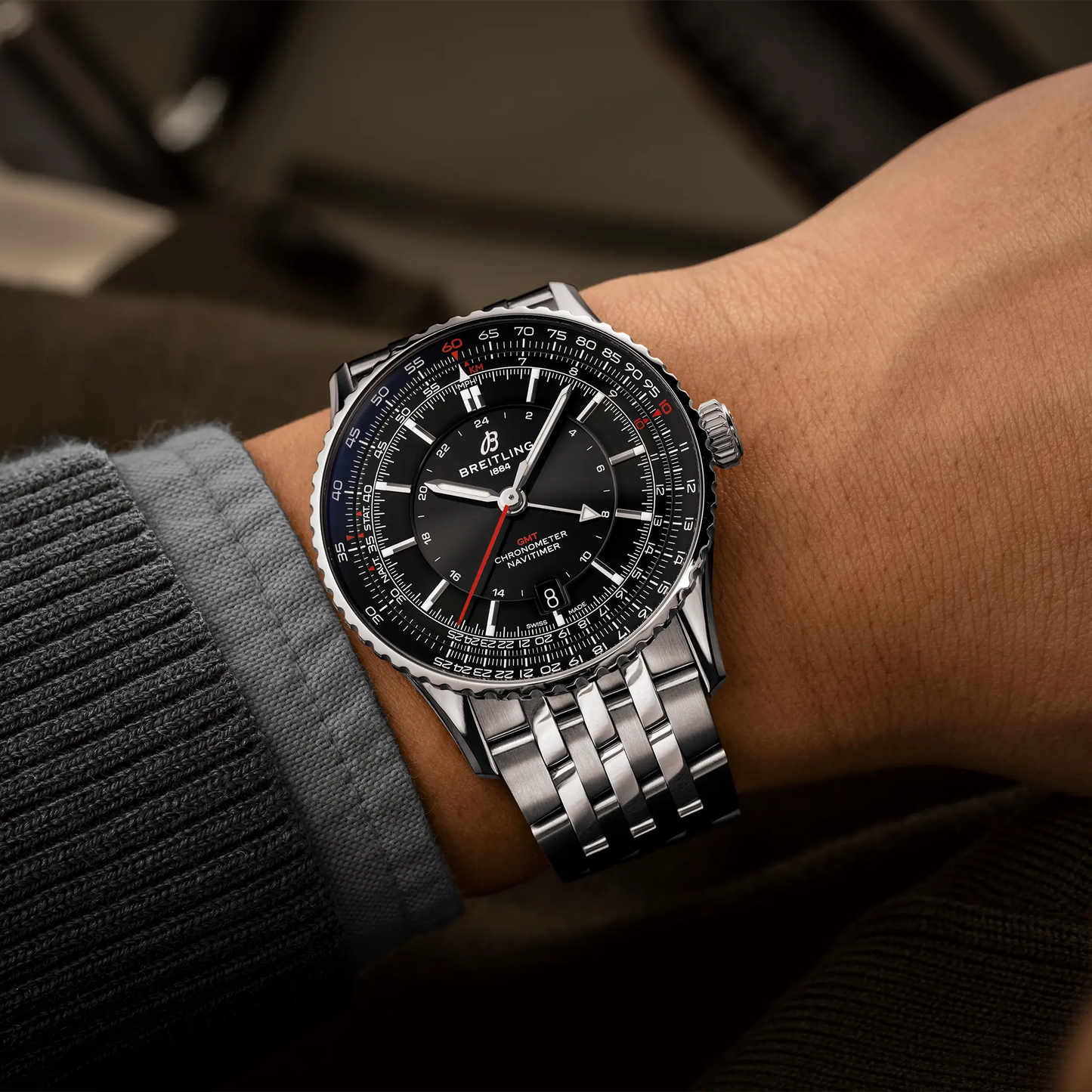 Navitimer Automatic GMT 41 | 41mm Steel Case Black Dial