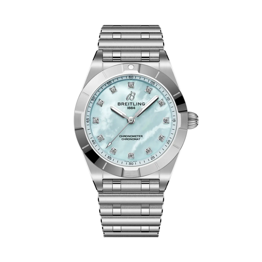Chronomat 28 | 28mm Steel Case Blue Pearl & Lab Diamond Dot Dial