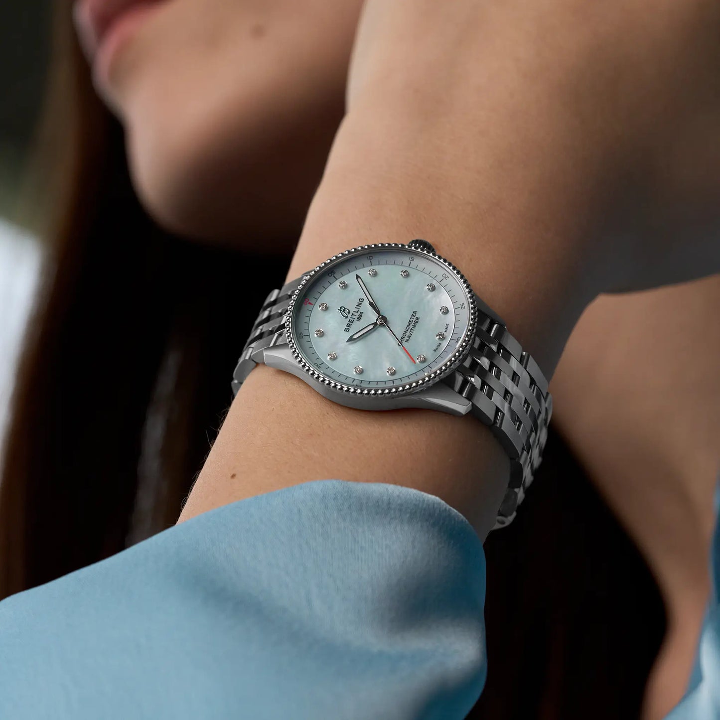 NAVITIMER 32 | 32mm Steel Case Pearl & Diamond Dot Dial