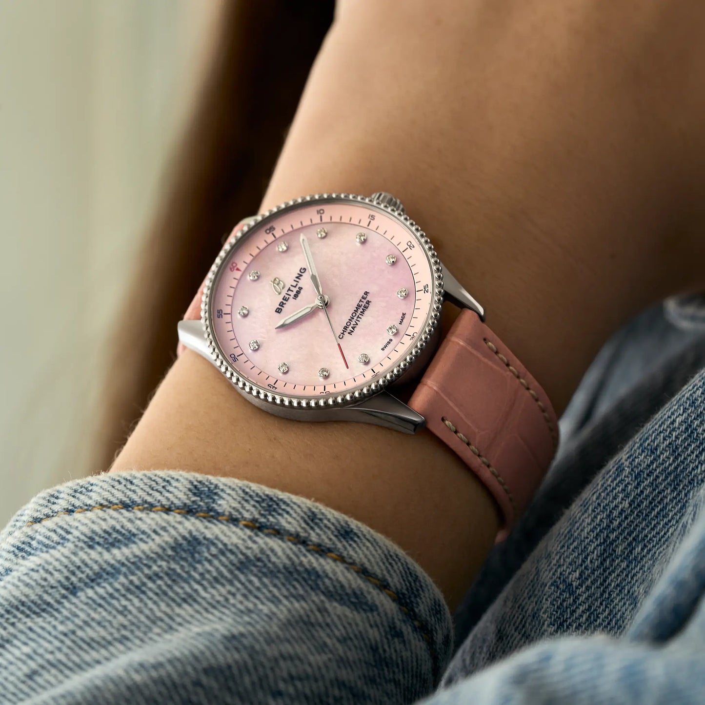 NAVITIMER 32 | 32mm Steel Case Pink Pearl & Diamond Dot Dial