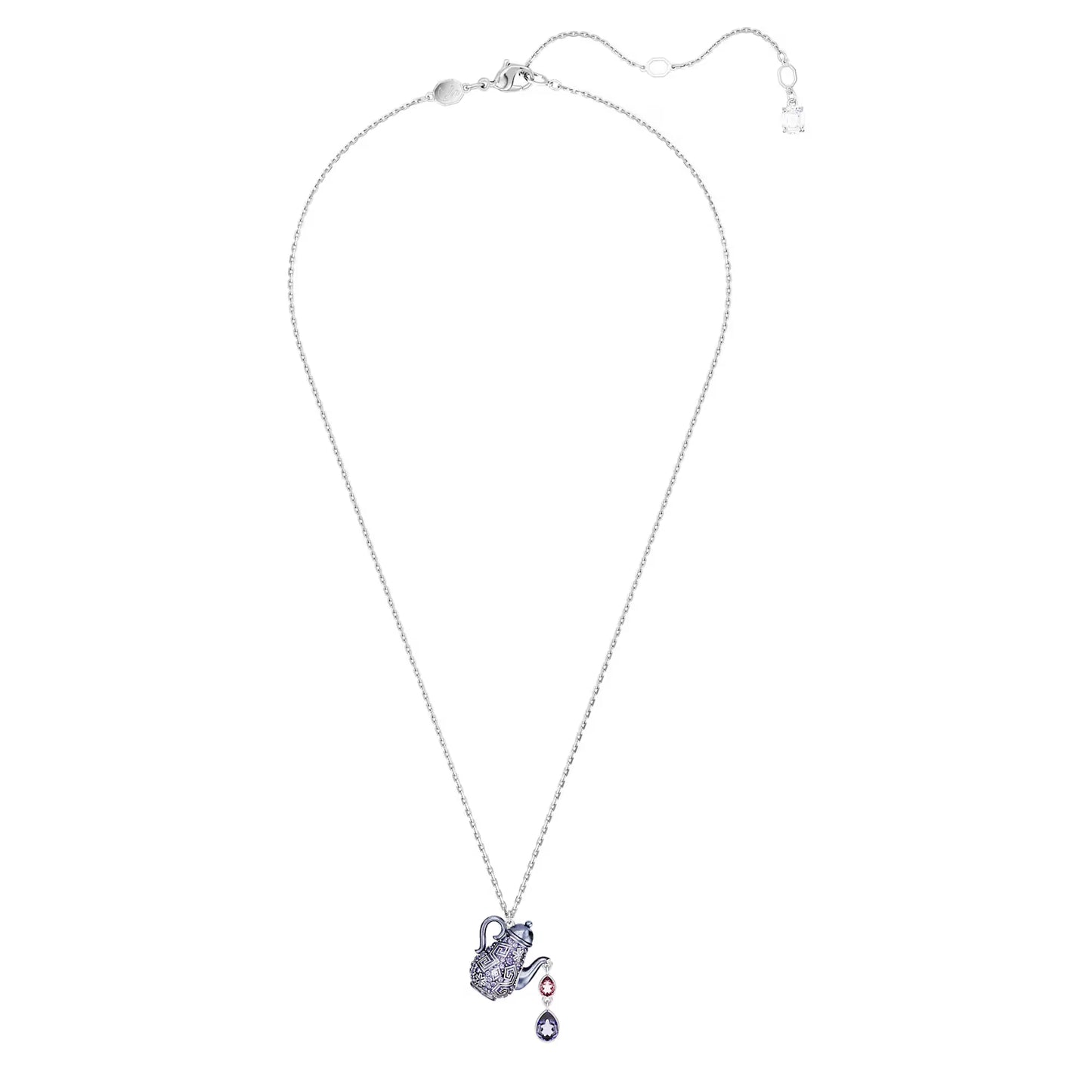Alice in Wonderland pendant, Teapot, Purple, Rhod
